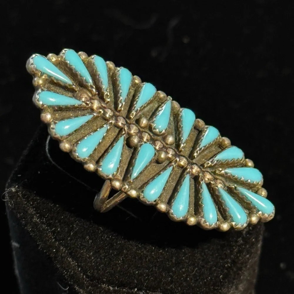 Vintage Native American Turquoise Sterling Silver Ring Size 6 (6)